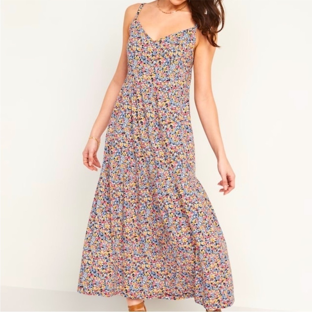 Old Navy Floral Print Adjustable Strap Cami Tiered Dress in Size 2X